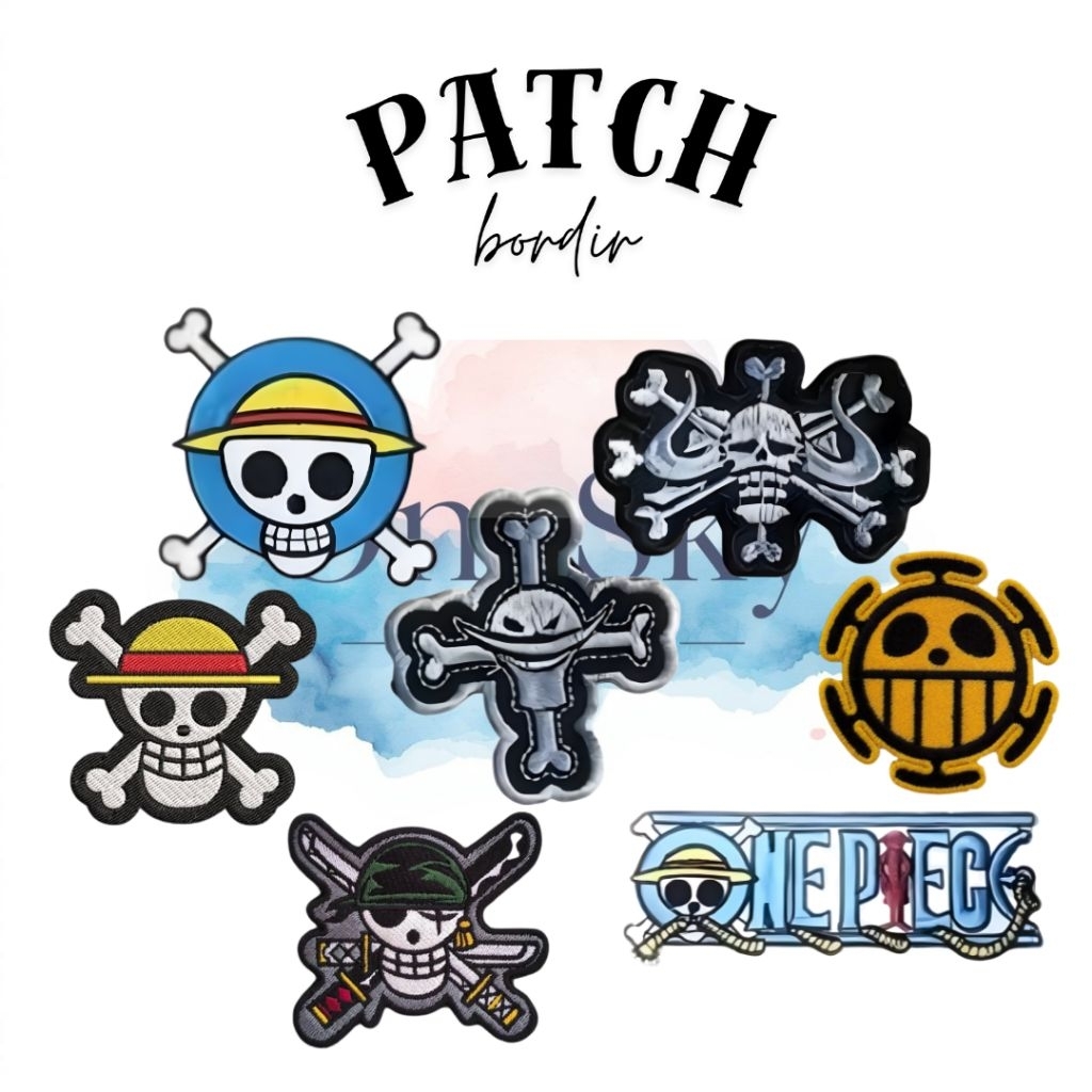 Patch Bordir One Piece Luffy Skull Anime | Emblem Bordiran Premium Aksesoris Jaket Tas Topi