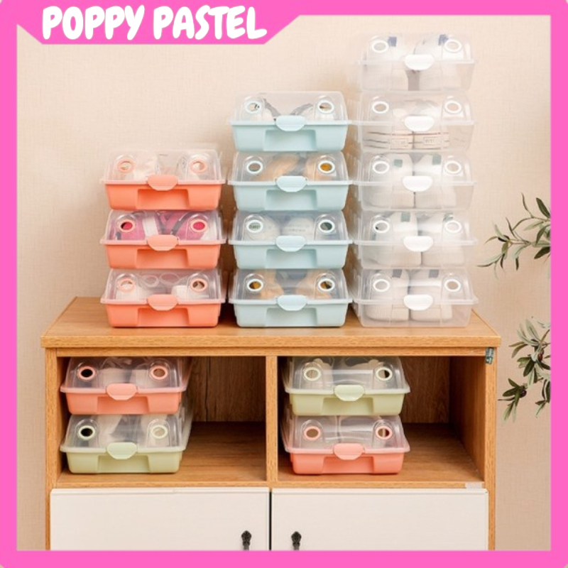 HL0199 Kotak Sepatu Plastik Transparan Penyimpanan Kotak Sepatu Shoes Storage Box