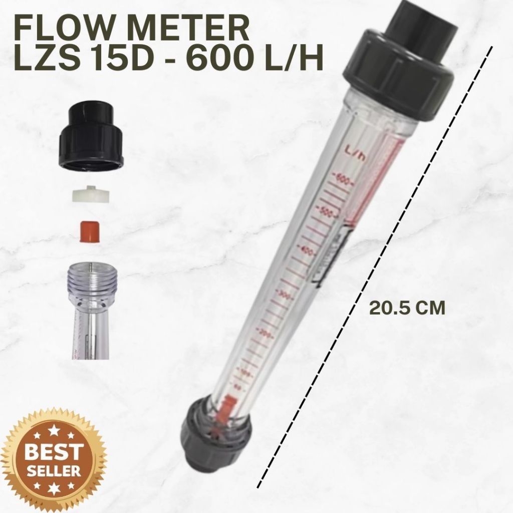 Flowmeter Rotameter  Rotameter Drat 1/2" LZS 15 D plastic Tube Thread kapasitas 5-50 LPM,10-100 LPM,