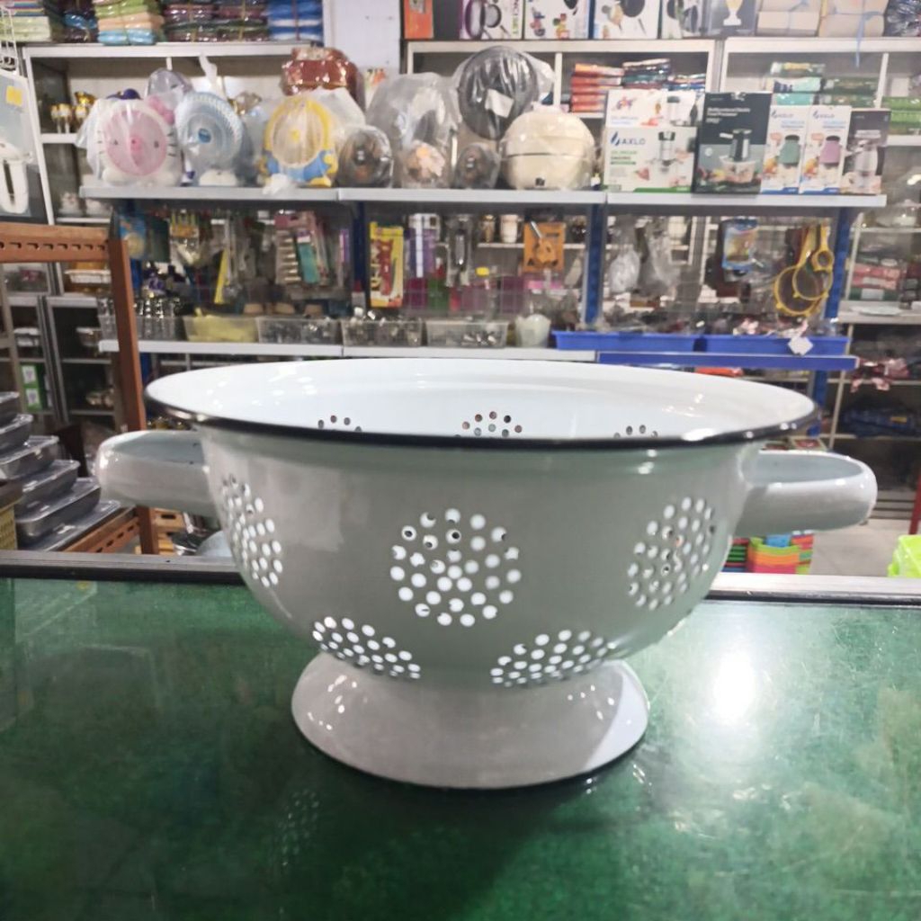Sangku nasi 22cm Timbangan Wakul nasi enamel putih polos