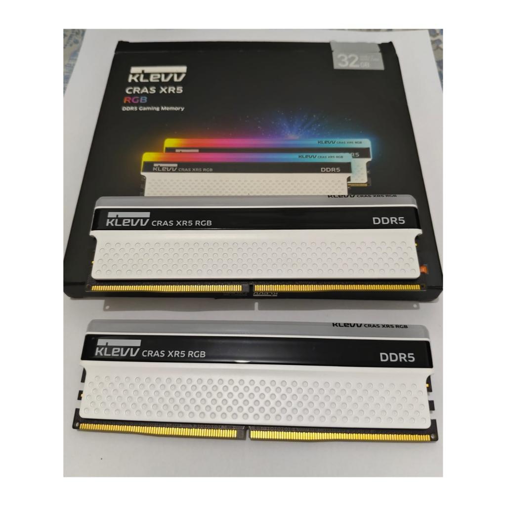 DIJUAL SECOND RAM MEMORY KLEVV CRAS XR5 RGB DDR5 PC57600 7200MHz 32GB 2x16GB 36-46-46-84 White Heat-