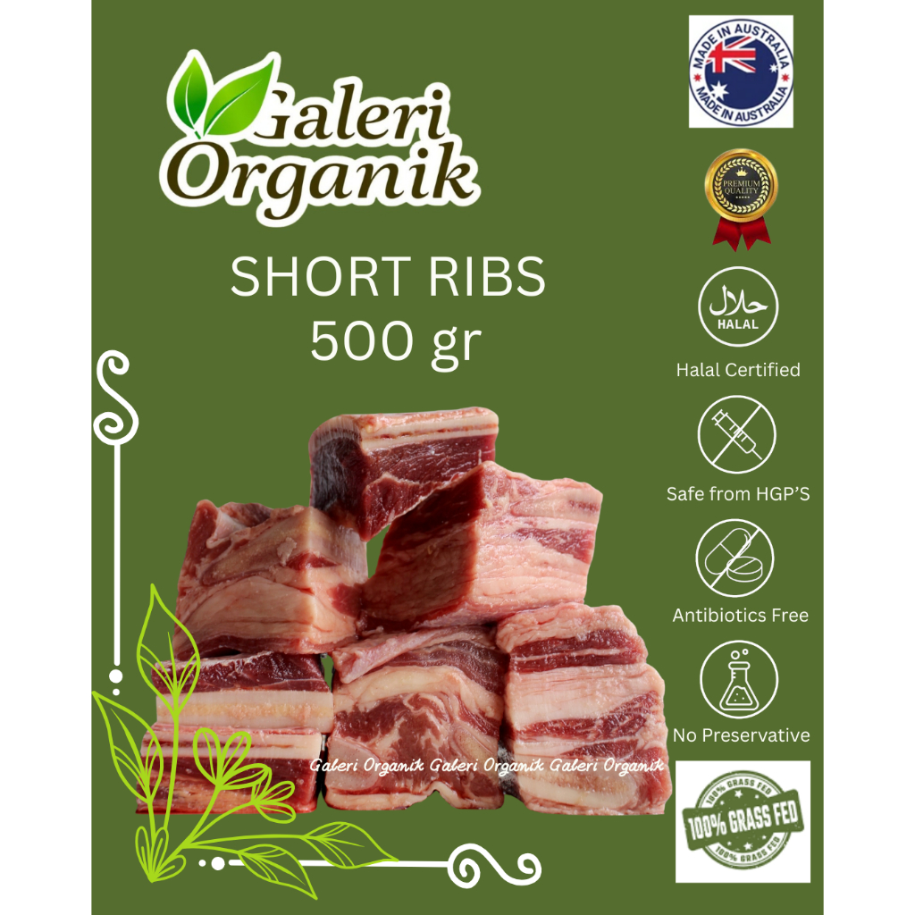 Australia 100% Grassfed Premium Short Ribs 500Gr - Iga Sapi - Daging Sapi Grassfed Organik - Daging 