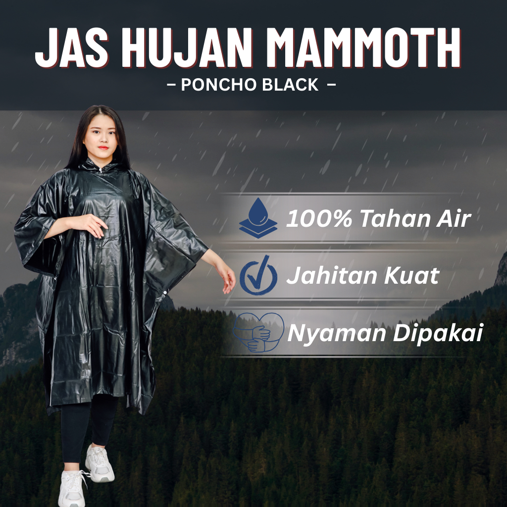 Jas Hujan Poncho Black Mammoth