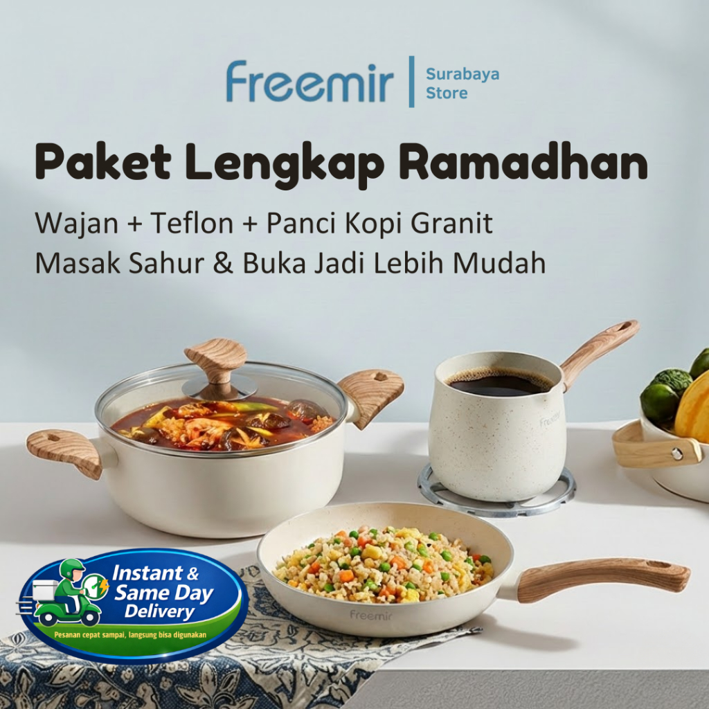 [Instant Surabaya] freemir Set Hampers Ramadhan Wajan Panci Teflon Granit Anti Lengket Terlaris