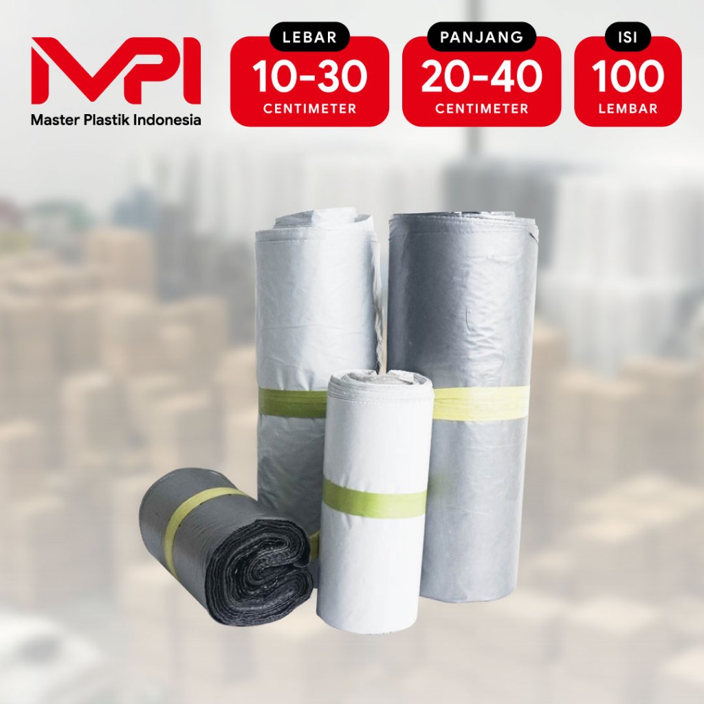 Kantong Polymailer Aneka Ukuran 10-30CM X 20-40CM Warna Silver Dan Putih / 1 Roll Isi 100 Pcs - Mast