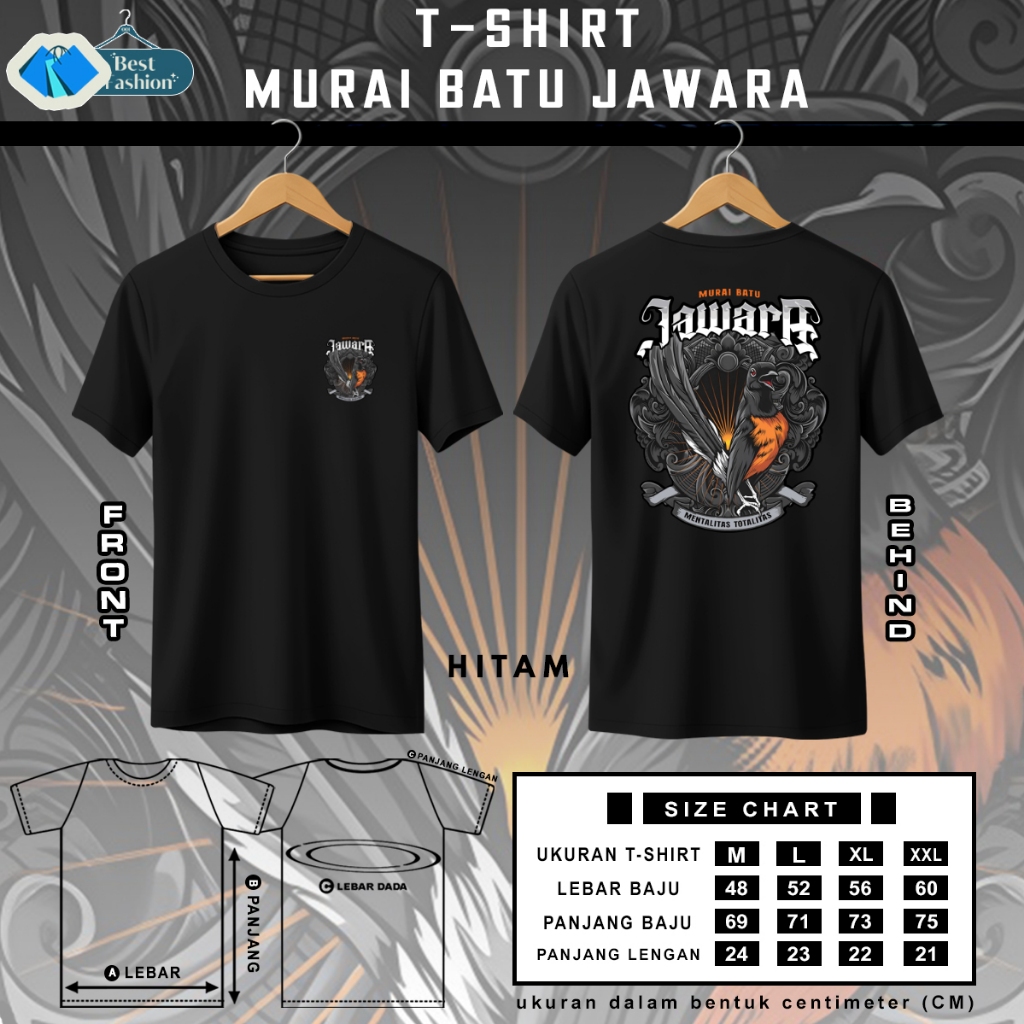 Kaos distro motif viral burung MURAI BATU JAWARA T-shirt cotton combed 30s Baju Pria