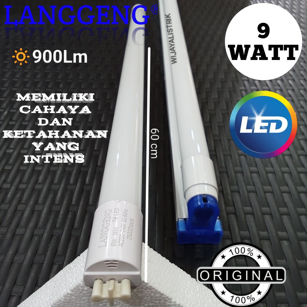 Lampu neon T8 LED set rumah flash light 9 WATT 900Luman/ led neon set rumah terpercaya untuk terangi