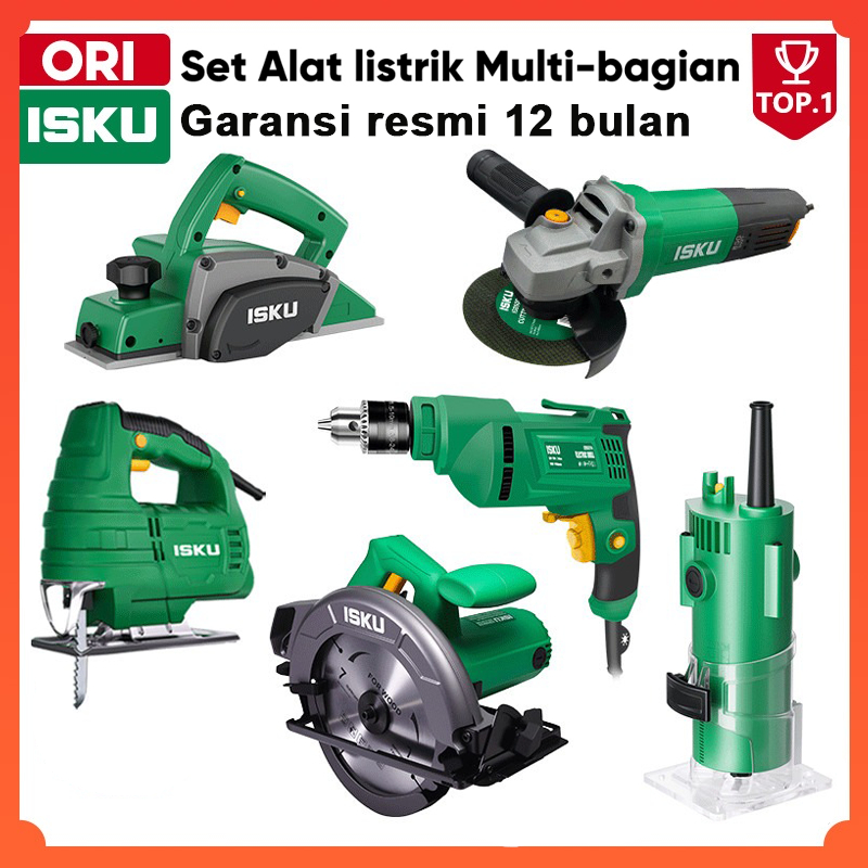 ISKU Mesin Tukang Kayu Circular Saw Gergaji Bundar 7 Inch Mesin Serut Pasrah Planer Mesin Profil Tri