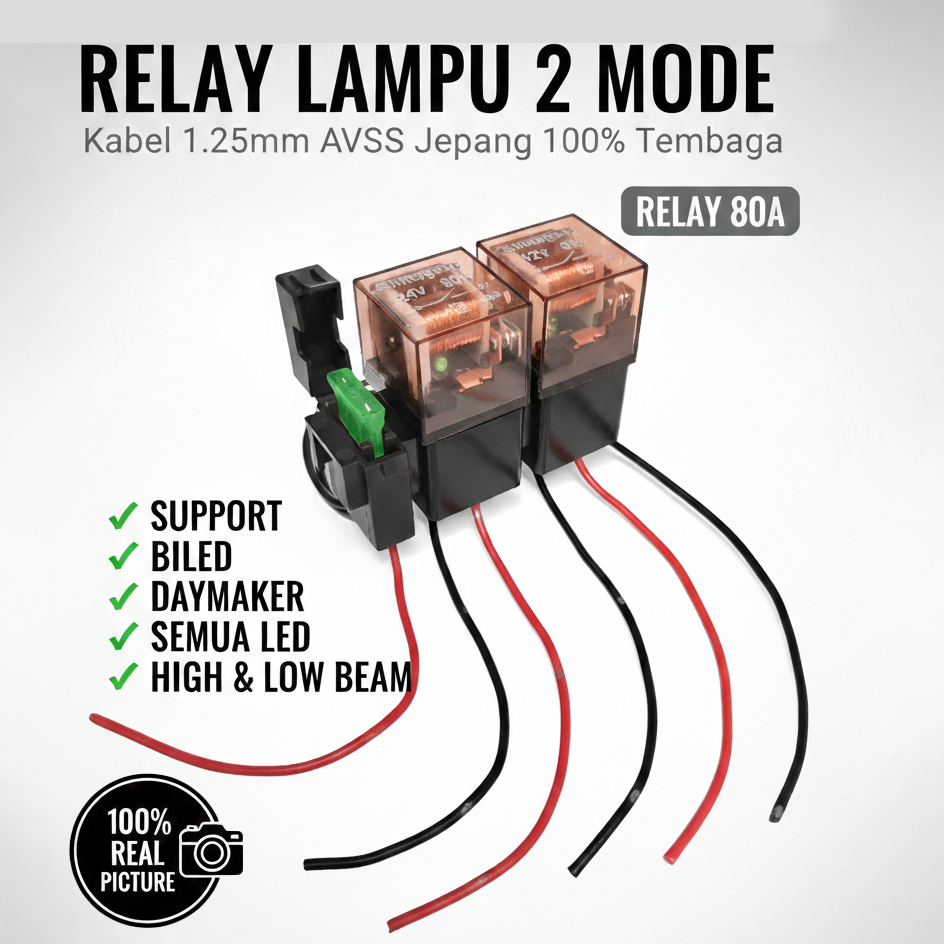 NEW PRODUCT Relay Untuk Lampu Biled Daymaker - Lampu Tembak D2 Laser - Relay 4 Kaki 12v 80A