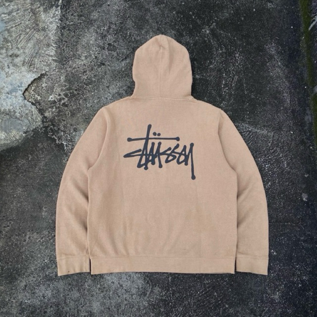 STUSSY BASIC LOGO HOODIE LIGHT BROWN