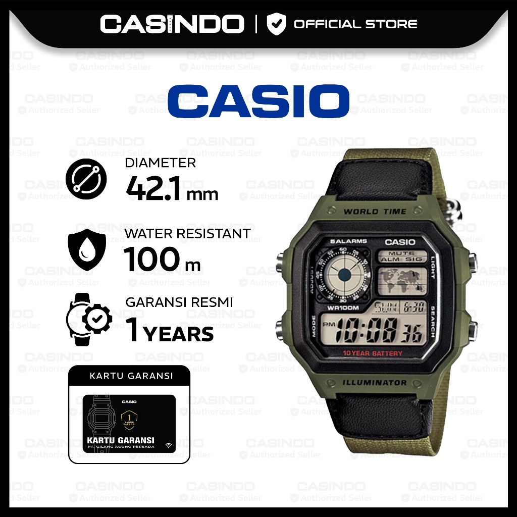 CASIO Jam Tangan Pria Digital AE-1200WHB-3BVDF