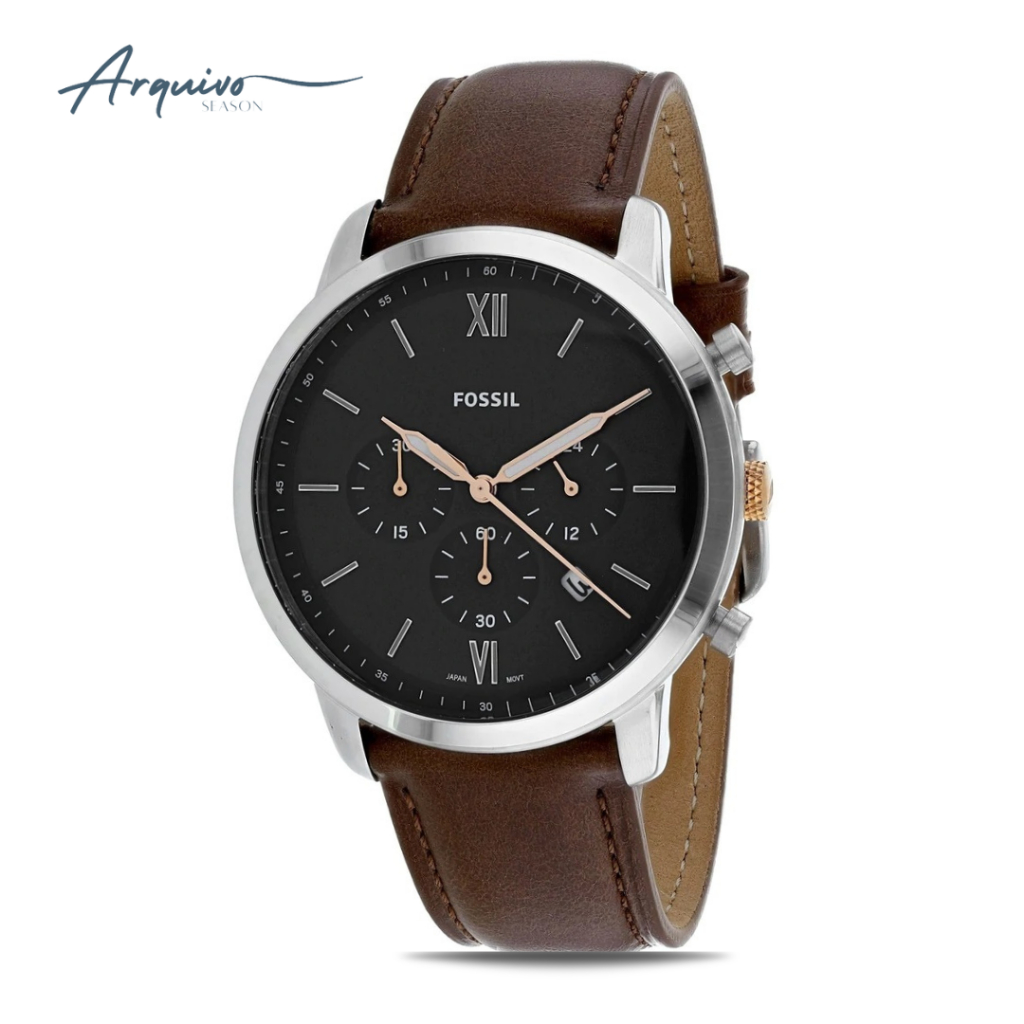 Jam Tangan Pria Fossil Neutra Chronograph Kulit Brown Casual Original FS5408