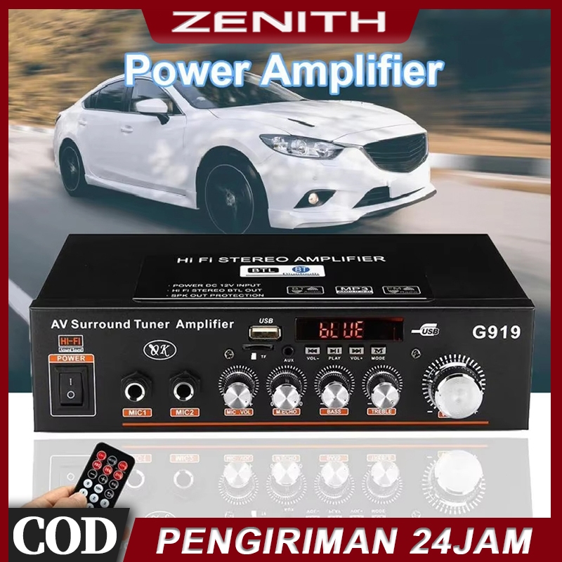 G919 Mini Amplifier 800W 12V/220V - Bluetooth 5.0 HiFi Bass FM SD 2 Channel Audio Mobil