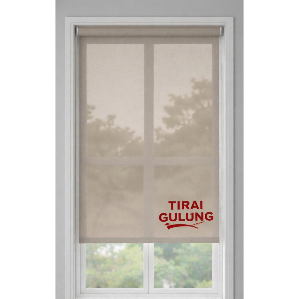 Tirai Gulung kain Transparan - Beige