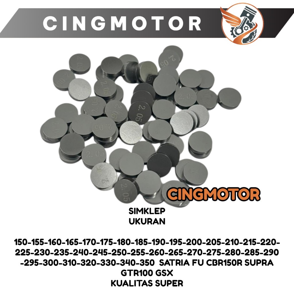 SIM SHIM KLEP TAPPET PERBIJI SATUAN UKURAN 150 155 160 165 170 175 180 185 190 195 200 205 210 215 2