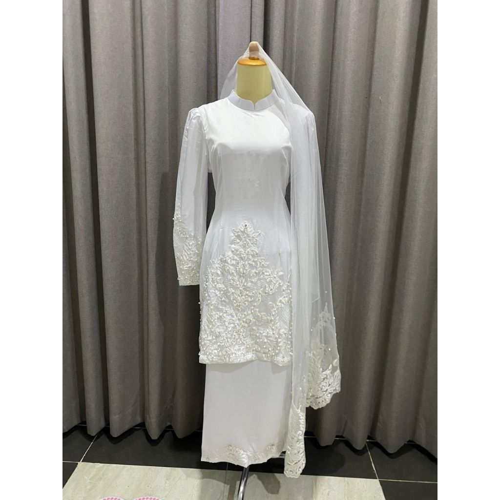 gaun pengantin Malaysia Melayu akad set veil