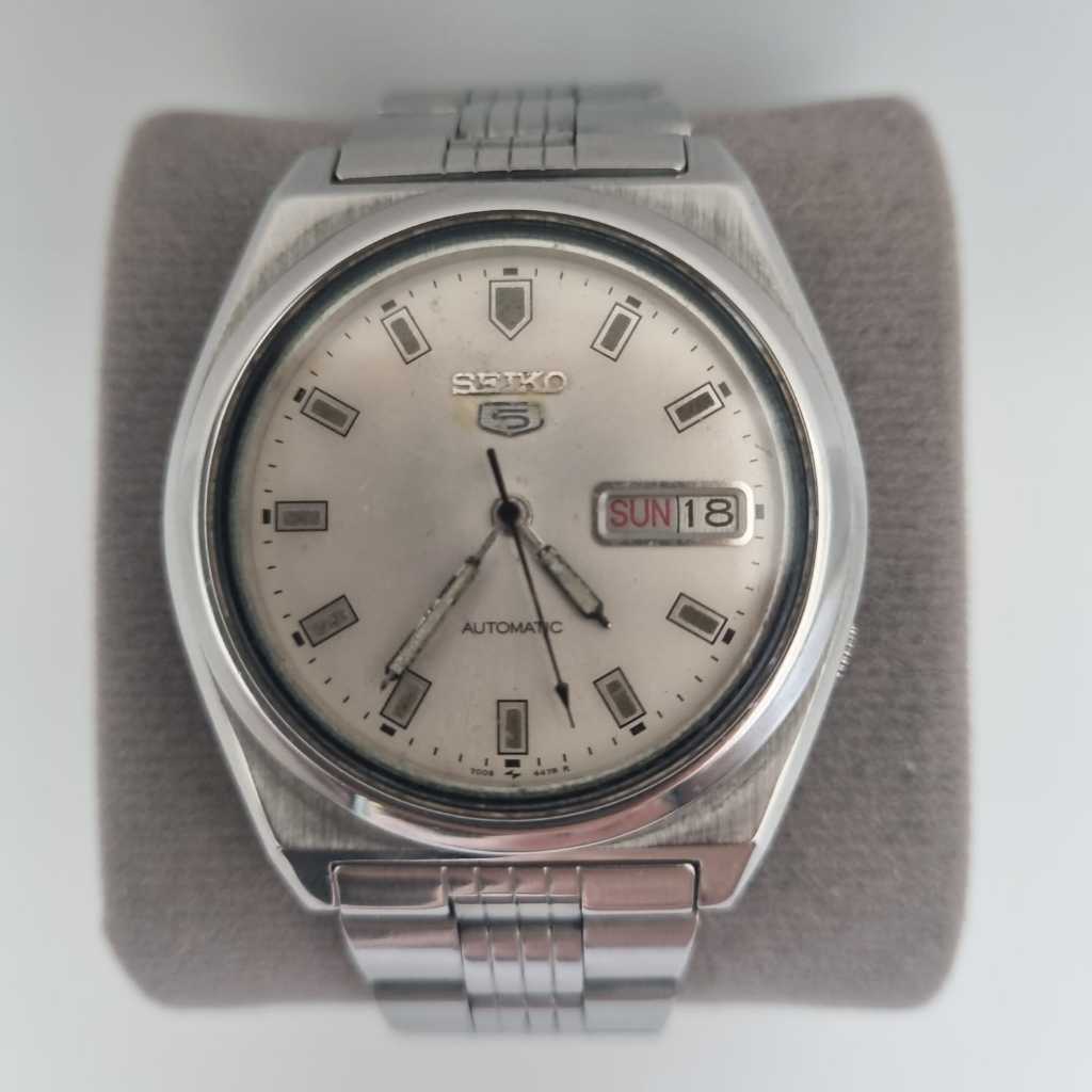 Seiko 5 Automatic 7009-876A Silver Agging Dial Jam Tangan Pria Original Bekas Ori