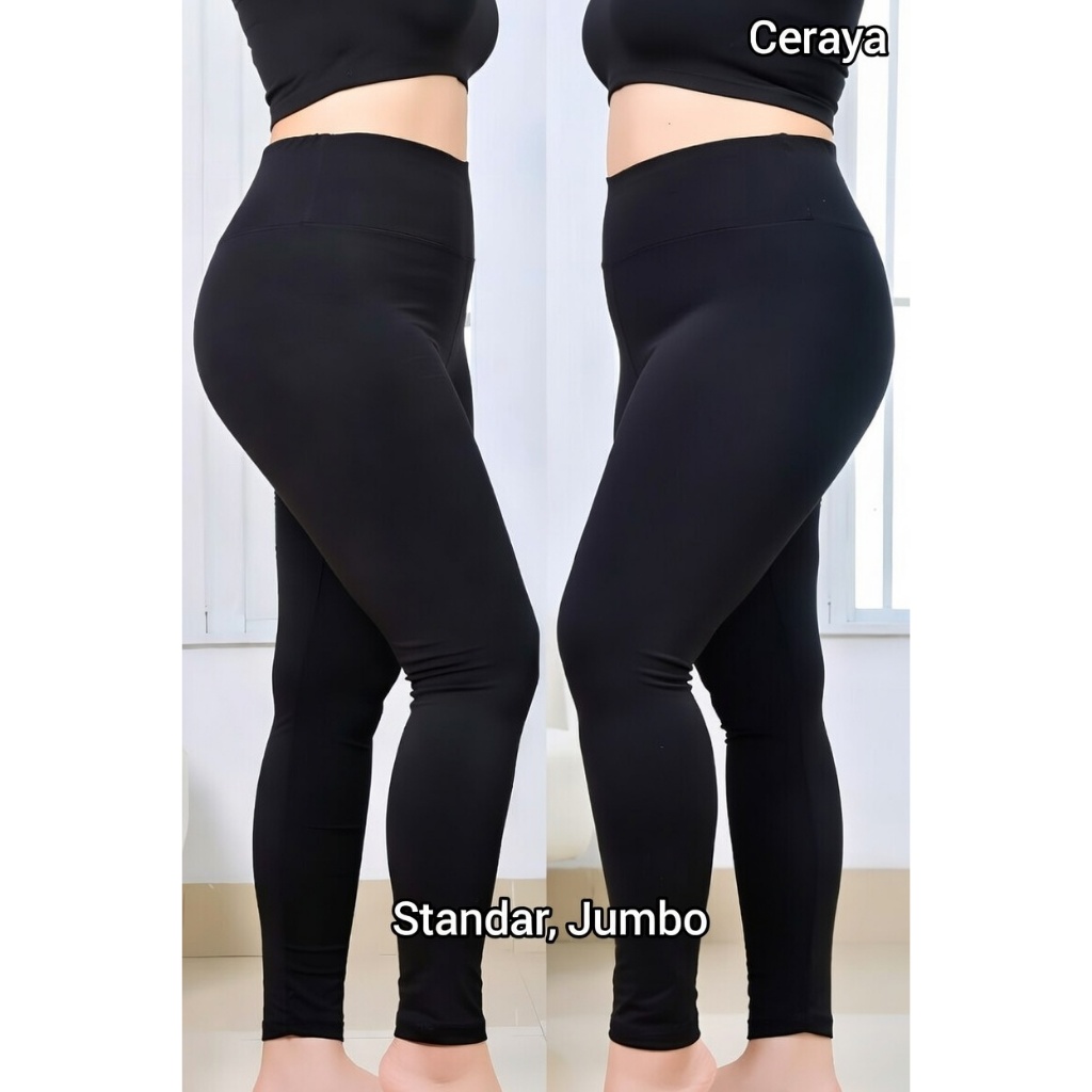 Legging Panjang Wanita Tebal Polos Anti Tembus Pandang Pinggang Tinggi Jumbo Adem Super Elastis