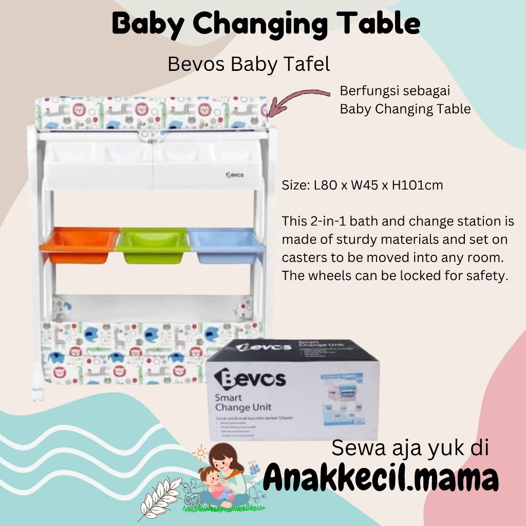 (SEWA) Bevos Changing Table / Baby Tafel Bath / Bak Mandi