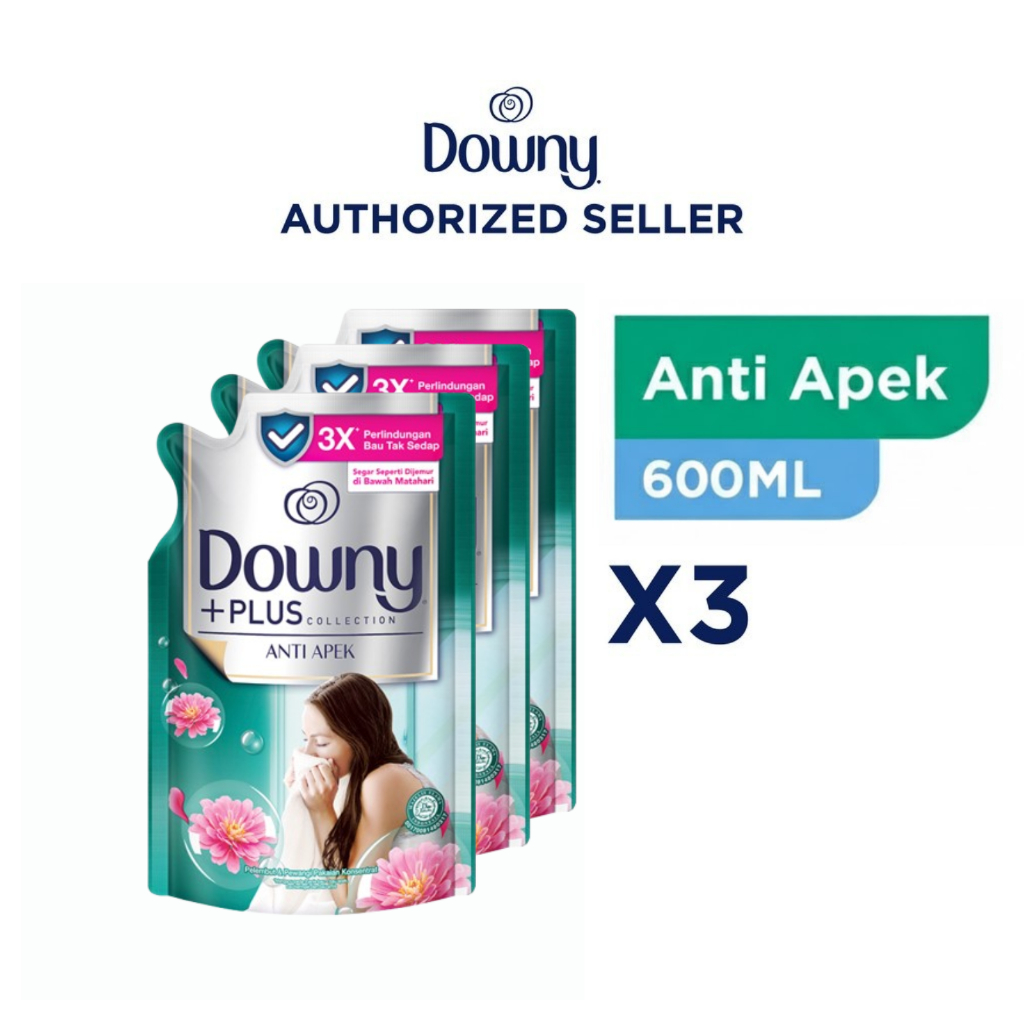 Downy Pelembut dan Pewangi Pakaian Konsentrat Anti Apek 600 ml - Paket isi 3