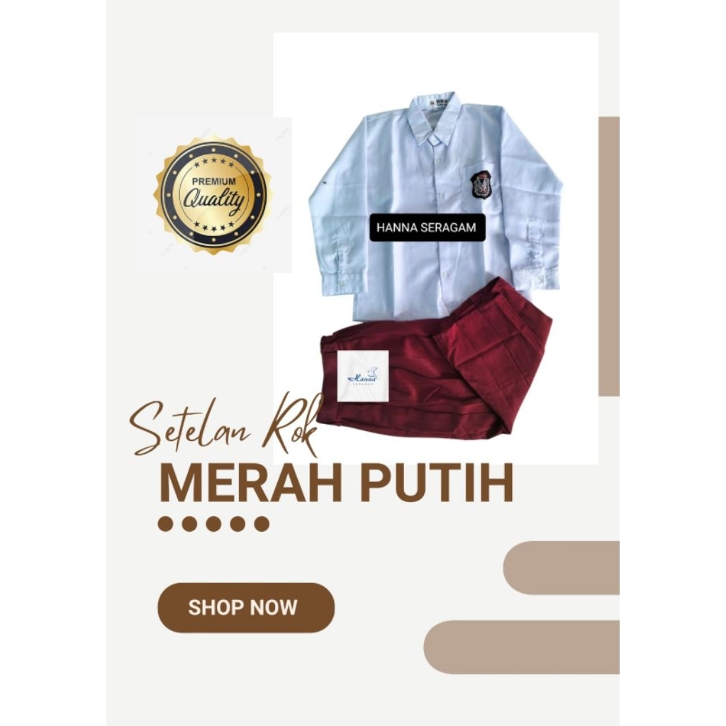 Setelan Seragam Sekolah Merah Putih SD Untuk Anak Perempuan/Setelan Rok Merah Putih SD Usia 6 tahun