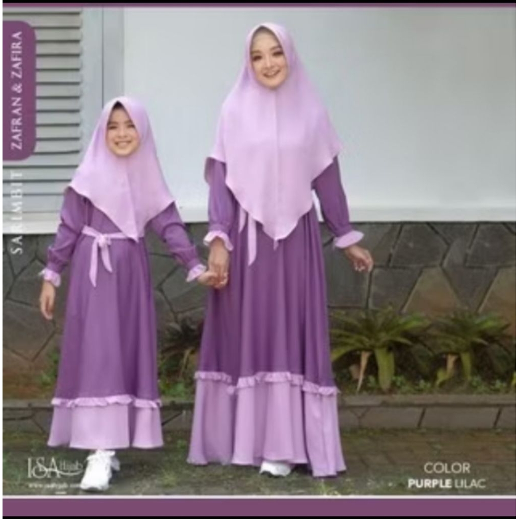 PRELOVED Gamis Zafira Set by Isa Hijab (Dress+Khimar) Anak Warna Purple Lilac Size S