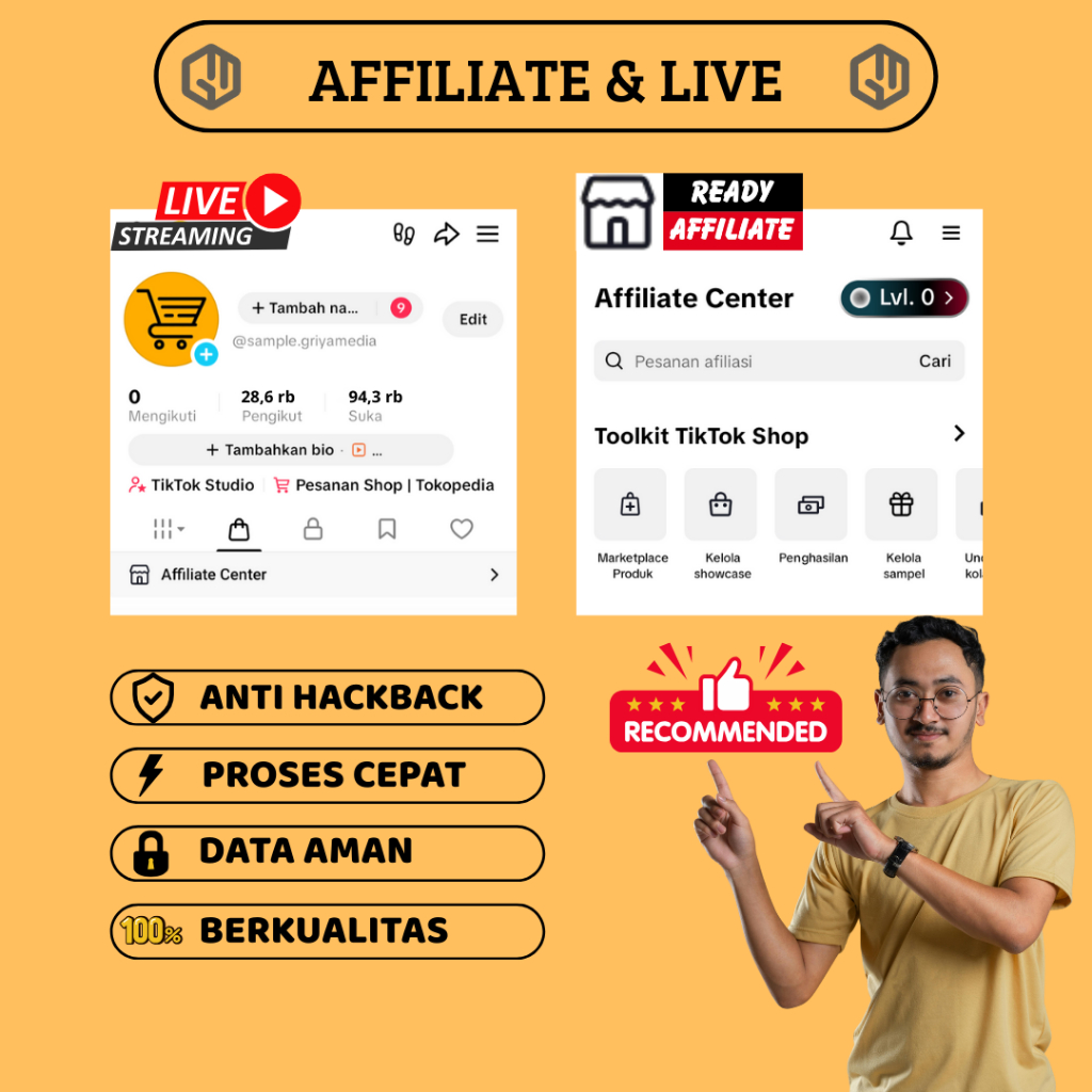 Akun TikTok Affiliate 21K-30K Follower Keranjang Kuning dan Live | FOLLOWER ASLI INDONESIA | SIAP PA