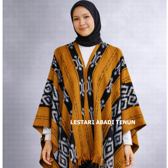 KUPAT KUNING - CARDIGAN PENDEK TENUN WANITA MODEL KELELAWAR, BAJU OUTER TENUN KEKINIAN TERBARU