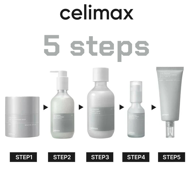 celimax Dual Barrier Skin Boosting Serum / Creamy Toner / Mild Gel Cleanser / Purifying Cleansing Ba