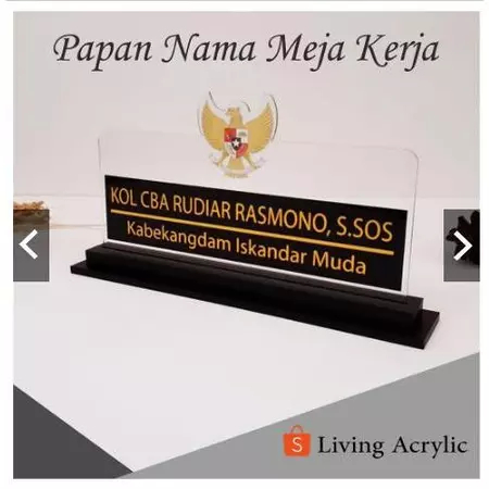 Custom Papan Nama Meja Kerja Akrilik Papan Nama Meja Kantor Kayu Panjang 50cm