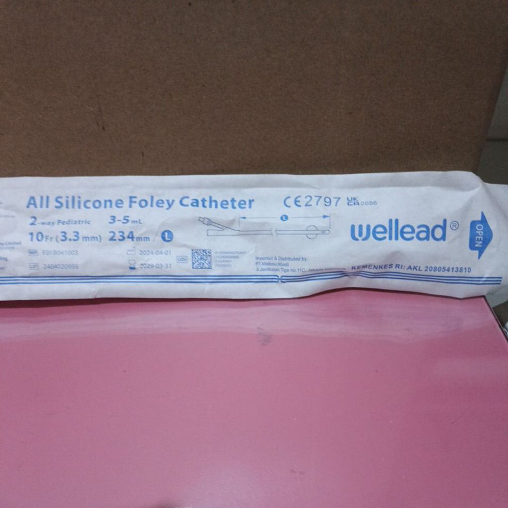 Kateter Urine Wellead Silikon 10fr - Fleksibel, Nyaman, Mudah Dibersihkan