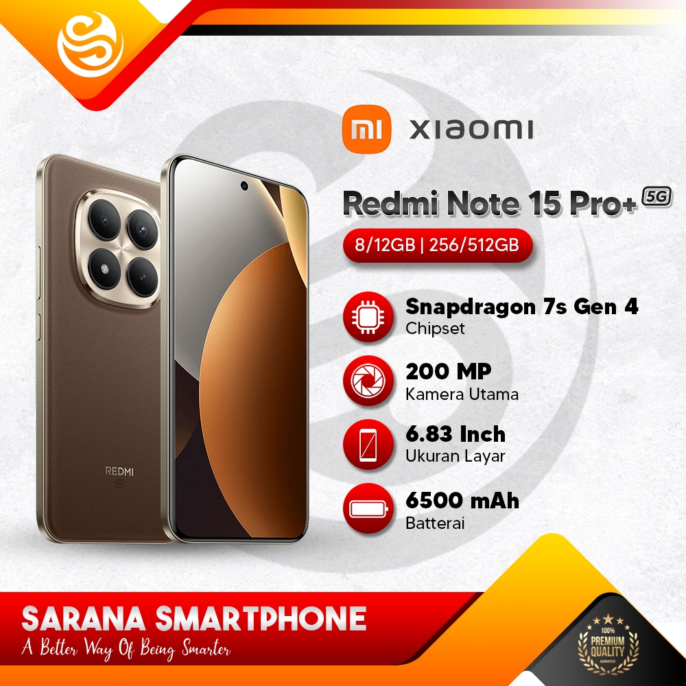 Xiaomi Redmi Note 15 Pro+ 5G Resmi Indonesia AMOLED 120Hz 200MP 100W NFC IP69
