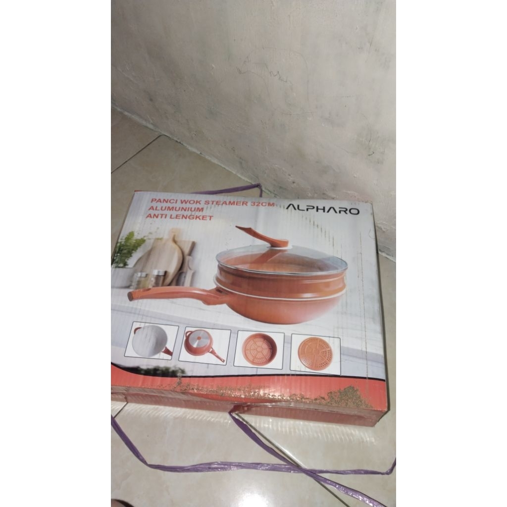 Alpharo wok steamer 32 cm