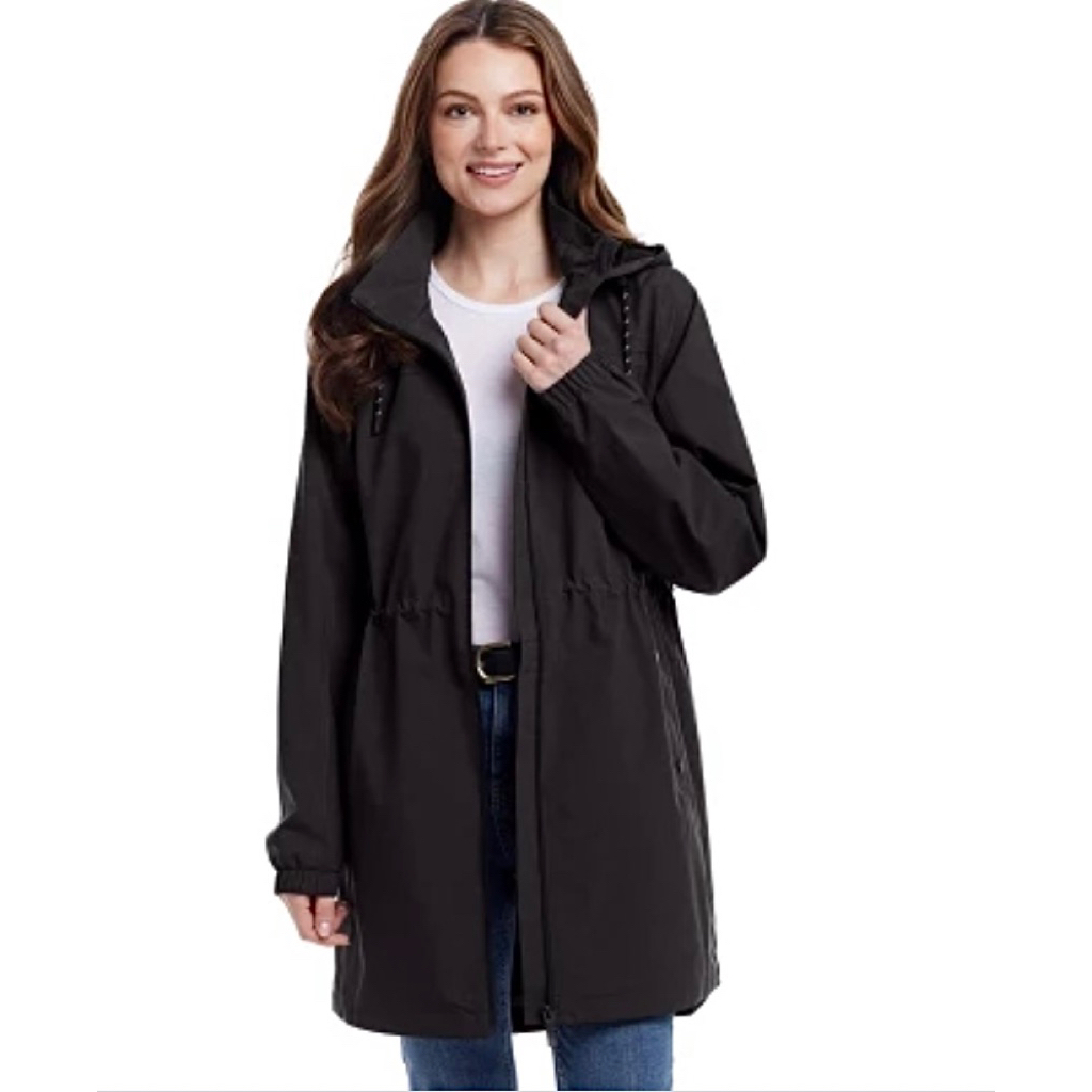 Jaket jumbo wanita tahan air tahan angin / WEATHERPR00F hoodie anorak waterproof long jacket (black)