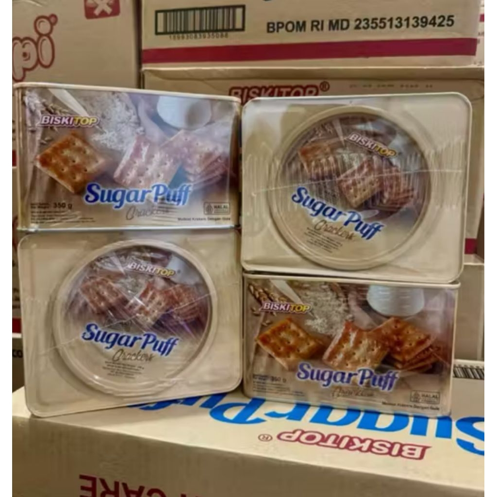 TBMODARMO BISKITOP SUGAR PUFF CRACKERS KALENG 350GR KUE LEBARAN