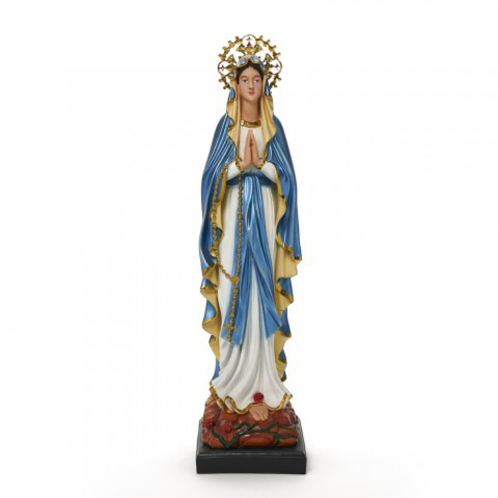 Patung Bunda Maria Lourdes Biru Metalik Aura Fiber 60cm