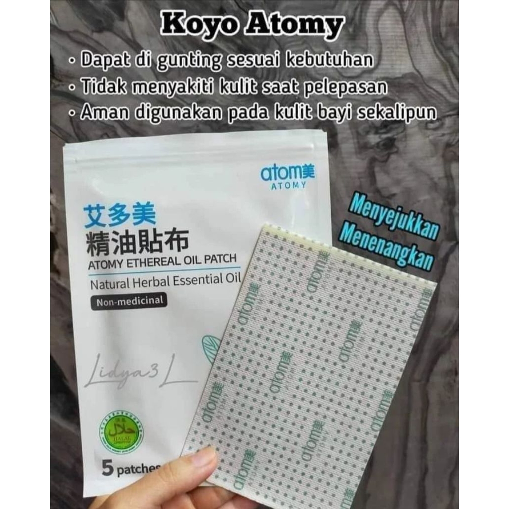 KOYO KOREA ATOMY ETHEREAL OIL PATCH 1 SACHET ISI 5 LEMBAR 100% ORIGINAL KOYO KOREA KESEHATAN, Sakit 