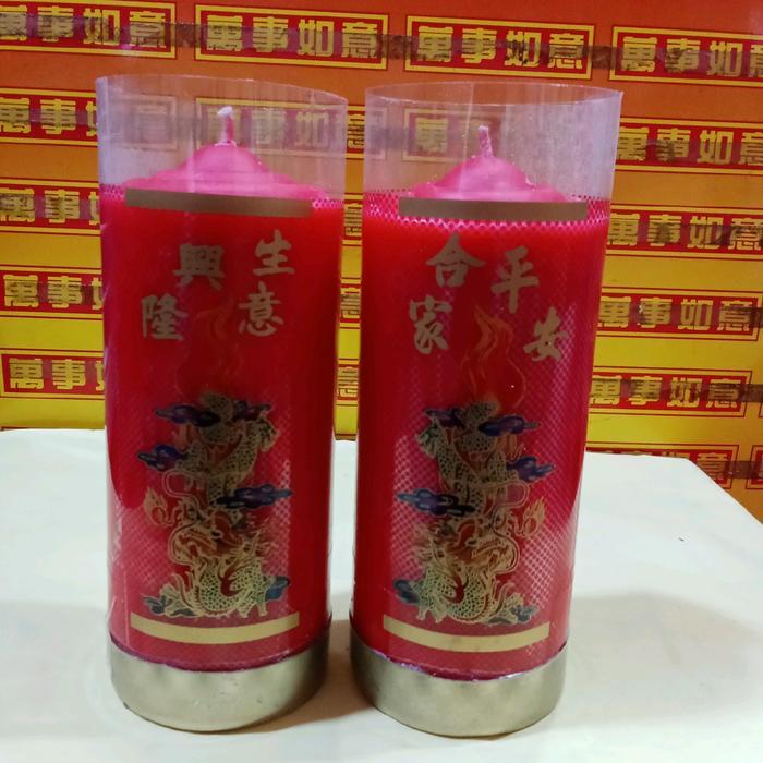 Lilin Kati Merah Naga 1/2Kati Lilin Sembahyang Merah Gambar Naga 1/2kati