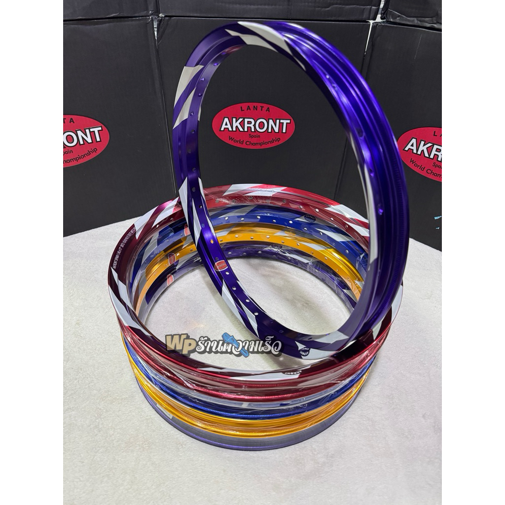 velg akront morad spain motif blade warna biru , ungu , gold , merah , ring 17 ukuran 140 x 140