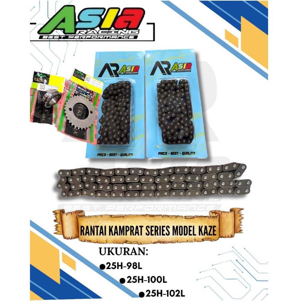 RANTAI KETENG ASIA RACING RANTAI KAMPRAT MODEL KAZE 25H 98L 100L 102L KAMPRAT GL SERIES CB MEGAPRO T