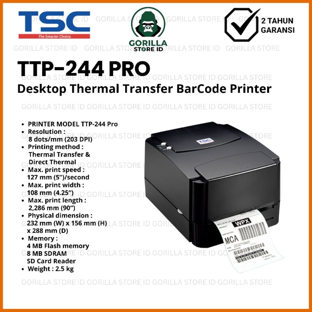 TSC TTP-244 Pro Printer Barcode Desktop Thermal