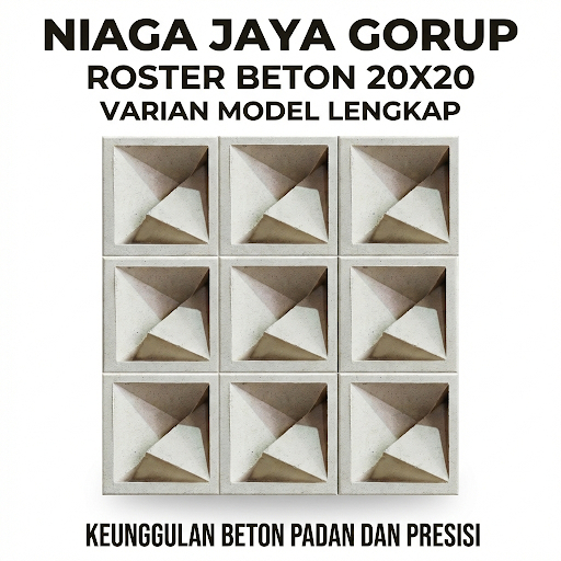 Roster Beton Minimalis - Anti Tampias, 3D Dua sisi,Ukuran 20 x 20 | Loster Putih | Ventilasi Udara, 