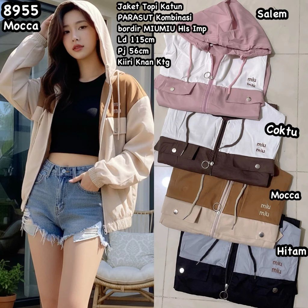 8955 Jaket Topi Parasut Kombi MiuMiu Hls Imp