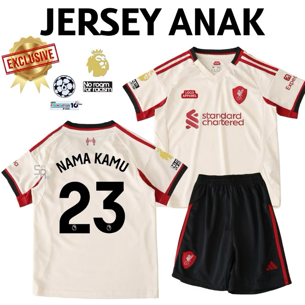 KIDS Jersey Lvrpl Away 2025 2026 Grade Original - Setelan Jersey Anak Liverpool High Quality