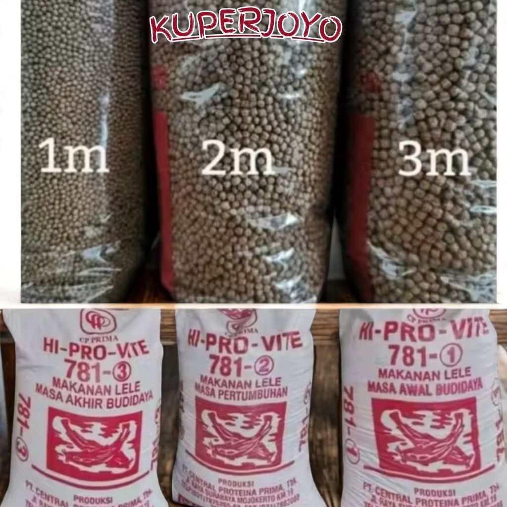 Pakan Ikan Lele Hi-Provite 781-2 ukuran 2mm Protein 31% 1 Kg - Tinggi Protein, Butiran Kecil, Mudah 