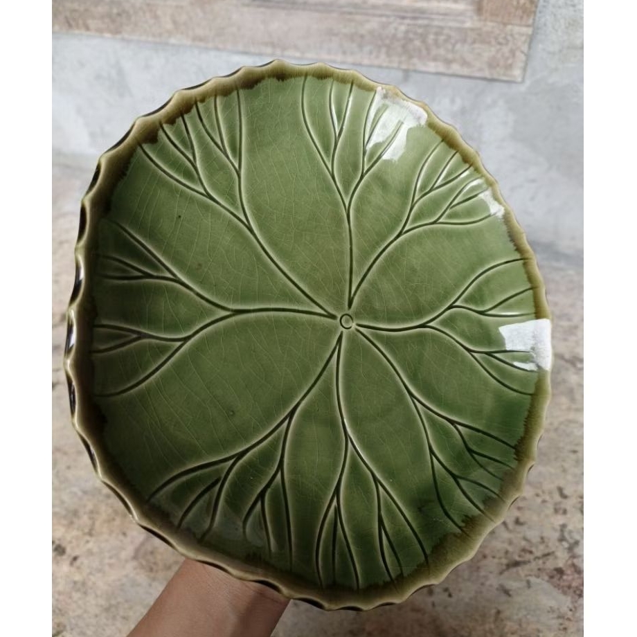1pcs/Piring pecah seribu hijau celadon/Piring hias Pecah seribu