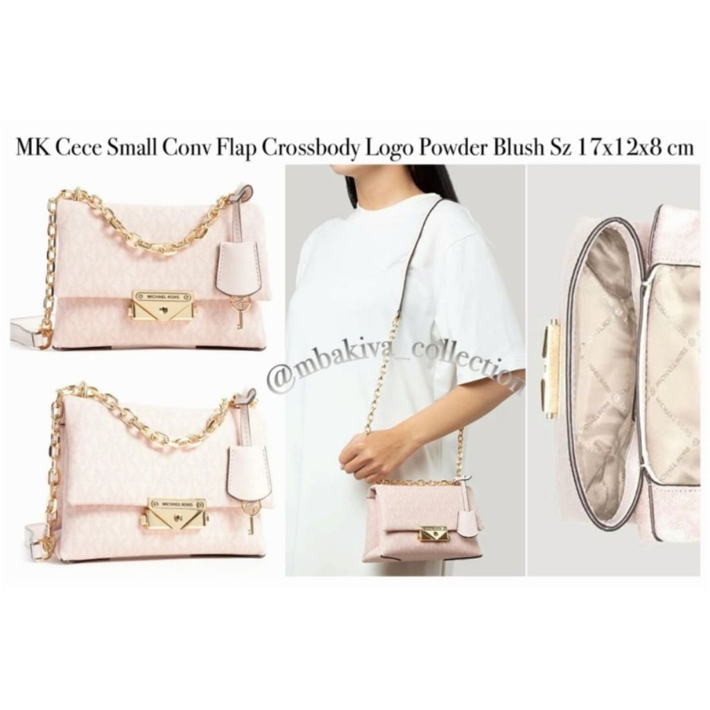 MK Cece Small Conv Flap Crossbody Logo Powder Blush
