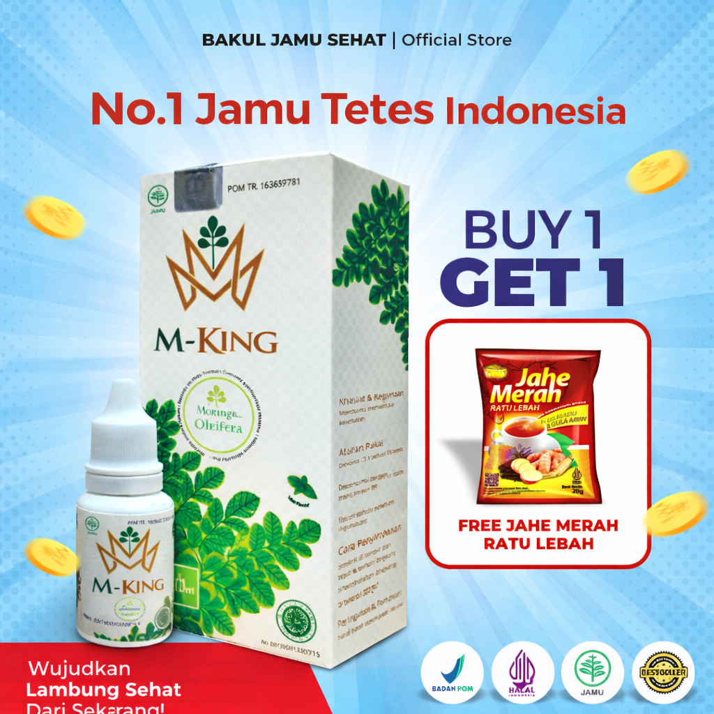 M-King Jamu Tetes Mking - Moringa King - Jamu Herbal Multivitamin - Cegah Virus - M-KING