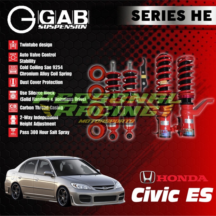 Aksesoris Suspensi per Shockbecker Coilover GAB HE Series H. Civic ES