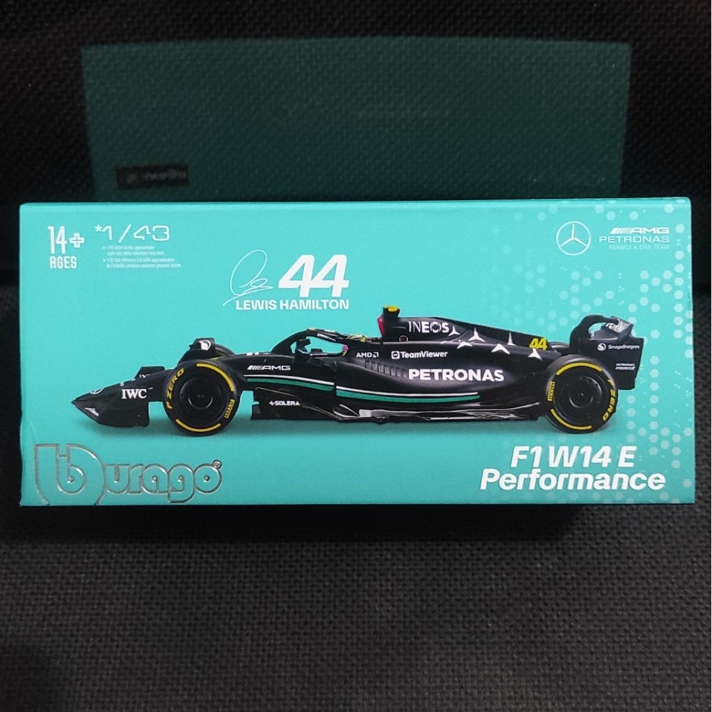 Mainan Diecast Mobil Bburago F1 1 / 43 Mercedes W14 2023 Lewis Hamilton ORI MIB